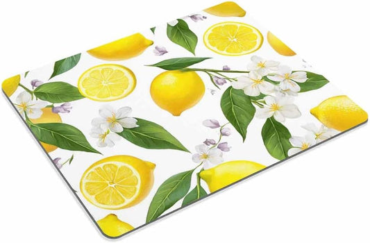 Lemon Mouse Pad Custom,Lemon Fruits with Flowers and Leaves Pattern Mousepad Non-Slip Rubber Gaming Mouse Pad Rectangle Mouse Pads for Computers Laptop