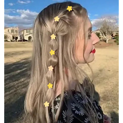Mini Flower Hair Clips Small 50Pcs Cute Tiny Claw Clips for Bangs Thin Fine Hair Barrettes Decorative Floral Hair Accessories for Women Girls Teens (Yellow)