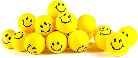 24 Pack Stress Balls for Kids and Adults - 2" Stress Ball in Bulk - Neon Yellow Squishy Balls with Smiley Faces - Fun Party Favors for Classroom, Goodie Bags, and Fidget Toys for Kids