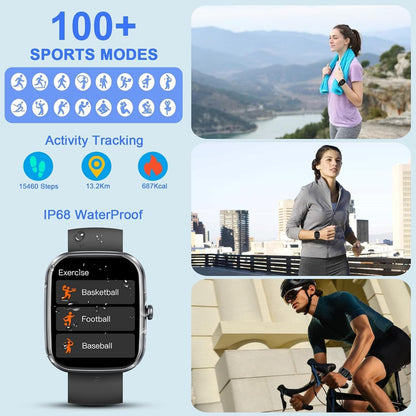 Smart Watch for Men Women (Answer/Make Call), 2026 New 1.91" HD SmartWatch, Fitness Watch with 120+ Sport Modes, IP68 Waterproof, Pedometer, Heart Rate/Sleep Monitor, Activity Tracker for Android iOS