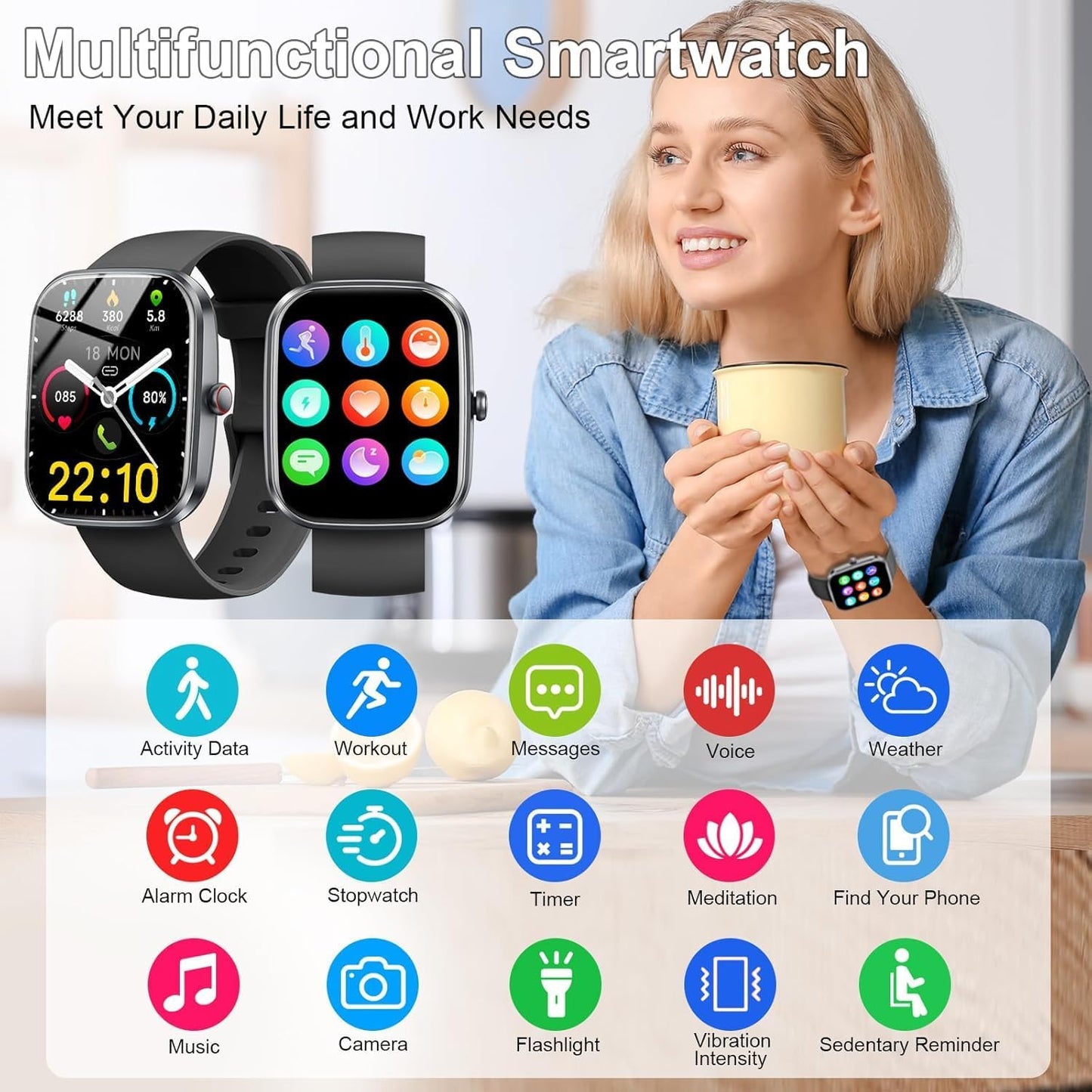 Smart Watch for Men Women (Answer/Make Call), 2026 New 1.91" HD SmartWatch, Fitness Watch with 120+ Sport Modes, IP68 Waterproof, Pedometer, Heart Rate/Sleep Monitor, Activity Tracker for Android iOS