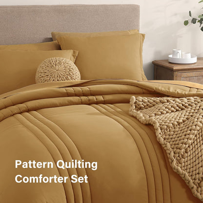 King Size Comforter Set - 7 Pieces Bed in a Bag King, Desert Yellow Bedding Sets with Comforter, All Seasons Comforter Bed Set with Sheets, Pillowcases & Shams