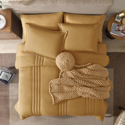 King Size Comforter Set - 7 Pieces Bed in a Bag King, Desert Yellow Bedding Sets with Comforter, All Seasons Comforter Bed Set with Sheets, Pillowcases & Shams