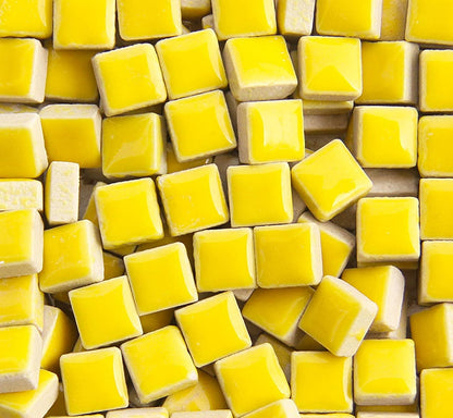200 Pieces / 200 g Mosaic Tiles, Square Shapes 0.4x0.4 inch Square Ceramic Mosaic Mosaic Glass Pieces for DIY Art Crafts and Home Decorations - Yellow