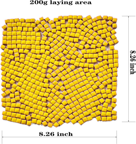 200 Pieces / 200 g Mosaic Tiles, Square Shapes 0.4x0.4 inch Square Ceramic Mosaic Mosaic Glass Pieces for DIY Art Crafts and Home Decorations - Yellow