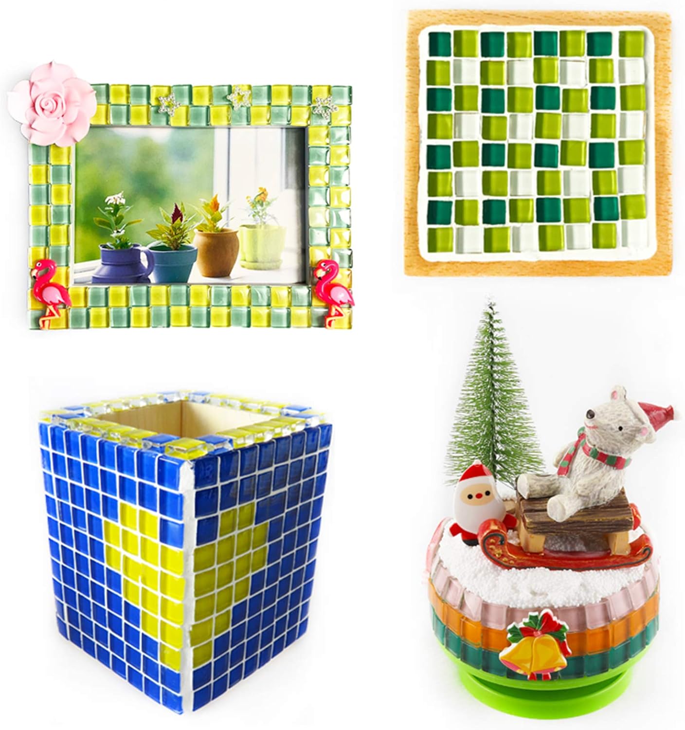 200 Pieces / 200 g Mosaic Tiles, Square Shapes 0.4x0.4 inch Square Ceramic Mosaic Mosaic Glass Pieces for DIY Art Crafts and Home Decorations - Yellow
