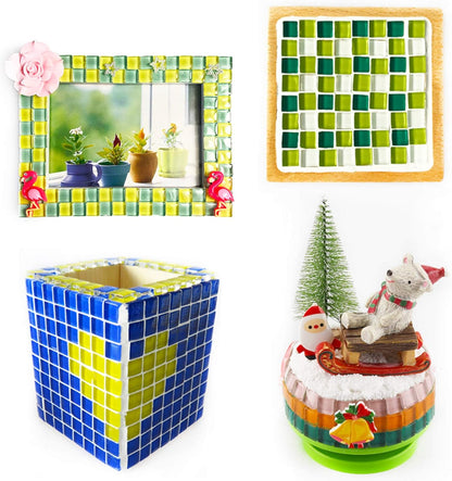 200 Pieces / 200 g Mosaic Tiles, Square Shapes 0.4x0.4 inch Square Ceramic Mosaic Mosaic Glass Pieces for DIY Art Crafts and Home Decorations - Yellow