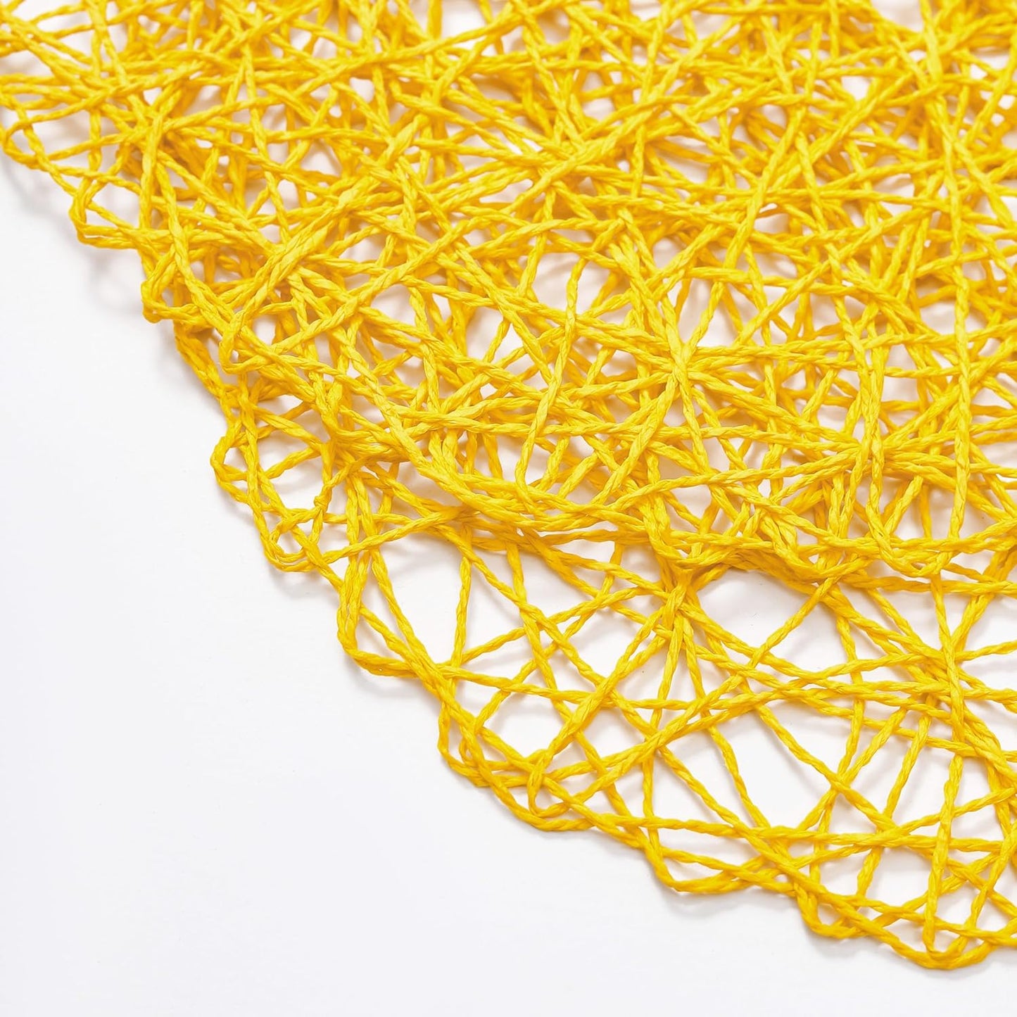 Yellow Round Placemats Set of 12 for Dining Table, 13 Inches Paper Woven Boho Small Decorative Circle Place Mat for Wedding Christmas Thanksgiving Day Holiday Dinner, Yellow