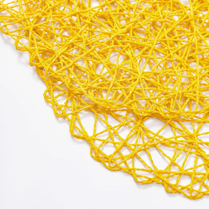 Yellow Round Placemats Set of 12 for Dining Table, 13 Inches Paper Woven Boho Small Decorative Circle Place Mat for Wedding Christmas Thanksgiving Day Holiday Dinner, Yellow