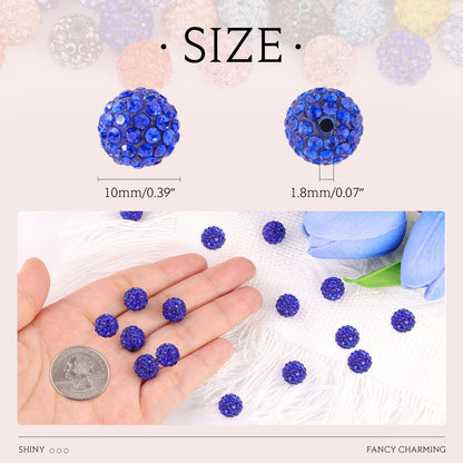 100 pcs 10mm Rhinestone Beads for Jewelry Making, Yellow Shiny Round Shamballa Disco Beads Bulk, Sparkle Crystal Clay Christmas for Bracelet Baseball Necklace Earring Crafting and DIY