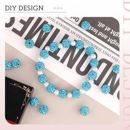 100 pcs 10mm Rhinestone Beads for Jewelry Making, Yellow Shiny Round Shamballa Disco Beads Bulk, Sparkle Crystal Clay Christmas for Bracelet Baseball Necklace Earring Crafting and DIY