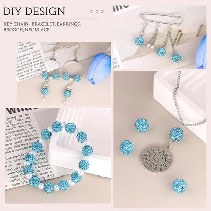100 pcs 10mm Rhinestone Beads for Jewelry Making, Yellow Shiny Round Shamballa Disco Beads Bulk, Sparkle Crystal Clay Christmas for Bracelet Baseball Necklace Earring Crafting and DIY