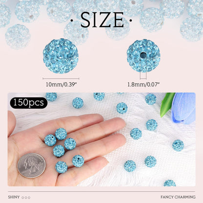 100 pcs 10mm Rhinestone Beads for Jewelry Making, Yellow Shiny Round Shamballa Disco Beads Bulk, Sparkle Crystal Clay Christmas for Bracelet Baseball Necklace Earring Crafting and DIY