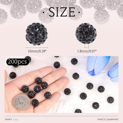100 pcs 10mm Rhinestone Beads for Jewelry Making, Yellow Shiny Round Shamballa Disco Beads Bulk, Sparkle Crystal Clay Christmas for Bracelet Baseball Necklace Earring Crafting and DIY