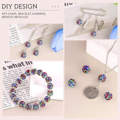100 pcs 10mm Rhinestone Beads for Jewelry Making, Yellow Shiny Round Shamballa Disco Beads Bulk, Sparkle Crystal Clay Christmas for Bracelet Baseball Necklace Earring Crafting and DIY