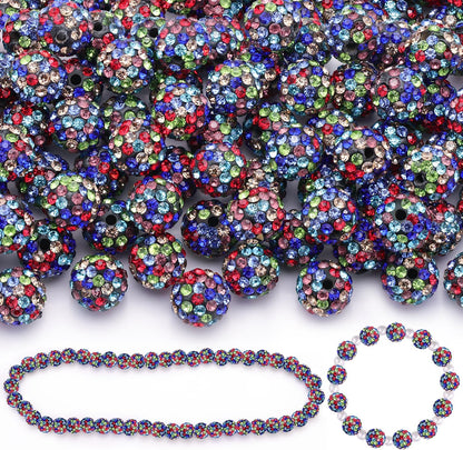100 pcs 10mm Rhinestone Beads for Jewelry Making, Yellow Shiny Round Shamballa Disco Beads Bulk, Sparkle Crystal Clay Christmas for Bracelet Baseball Necklace Earring Crafting and DIY