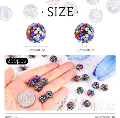 100 pcs 10mm Rhinestone Beads for Jewelry Making, Yellow Shiny Round Shamballa Disco Beads Bulk, Sparkle Crystal Clay Christmas for Bracelet Baseball Necklace Earring Crafting and DIY