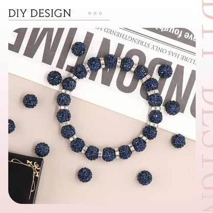 100 pcs 10mm Rhinestone Beads for Jewelry Making, Yellow Shiny Round Shamballa Disco Beads Bulk, Sparkle Crystal Clay Christmas for Bracelet Baseball Necklace Earring Crafting and DIY