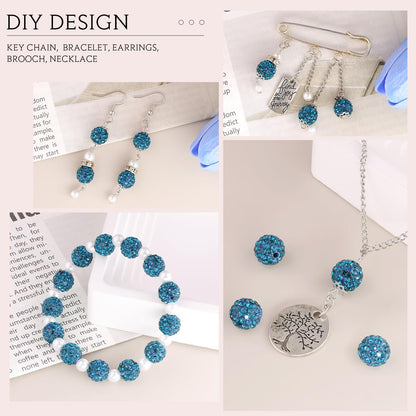 100 pcs 10mm Rhinestone Beads for Jewelry Making, Yellow Shiny Round Shamballa Disco Beads Bulk, Sparkle Crystal Clay Christmas for Bracelet Baseball Necklace Earring Crafting and DIY