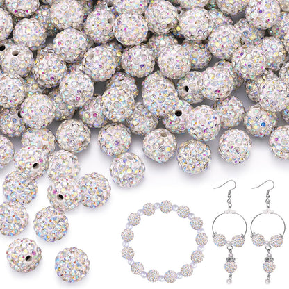 100 pcs 10mm Rhinestone Beads for Jewelry Making, Yellow Shiny Round Shamballa Disco Beads Bulk, Sparkle Crystal Clay Christmas for Bracelet Baseball Necklace Earring Crafting and DIY