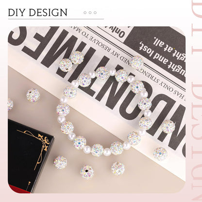 100 pcs 10mm Rhinestone Beads for Jewelry Making, Yellow Shiny Round Shamballa Disco Beads Bulk, Sparkle Crystal Clay Christmas for Bracelet Baseball Necklace Earring Crafting and DIY