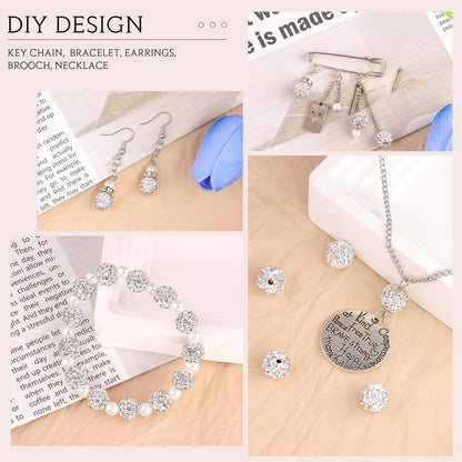 100 pcs 10mm Rhinestone Beads for Jewelry Making, Yellow Shiny Round Shamballa Disco Beads Bulk, Sparkle Crystal Clay Christmas for Bracelet Baseball Necklace Earring Crafting and DIY