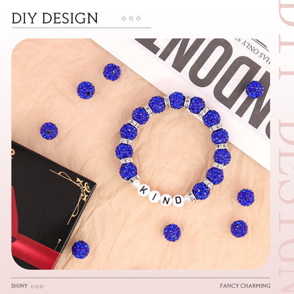 100 pcs 10mm Rhinestone Beads for Jewelry Making, Yellow Shiny Round Shamballa Disco Beads Bulk, Sparkle Crystal Clay Christmas for Bracelet Baseball Necklace Earring Crafting and DIY