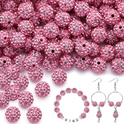 100 pcs 10mm Rhinestone Beads for Jewelry Making, Yellow Shiny Round Shamballa Disco Beads Bulk, Sparkle Crystal Clay Christmas for Bracelet Baseball Necklace Earring Crafting and DIY