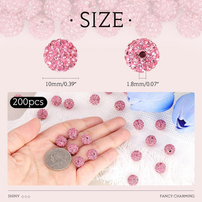 100 pcs 10mm Rhinestone Beads for Jewelry Making, Yellow Shiny Round Shamballa Disco Beads Bulk, Sparkle Crystal Clay Christmas for Bracelet Baseball Necklace Earring Crafting and DIY
