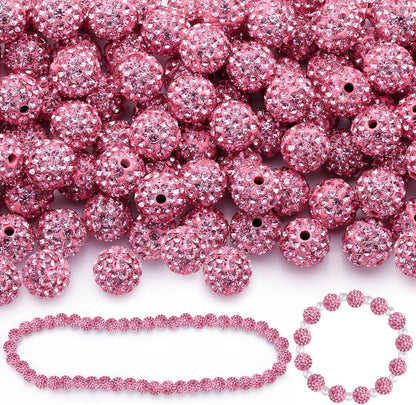 100 pcs 10mm Rhinestone Beads for Jewelry Making, Yellow Shiny Round Shamballa Disco Beads Bulk, Sparkle Crystal Clay Christmas for Bracelet Baseball Necklace Earring Crafting and DIY