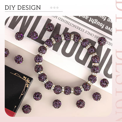 100 pcs 10mm Rhinestone Beads for Jewelry Making, Yellow Shiny Round Shamballa Disco Beads Bulk, Sparkle Crystal Clay Christmas for Bracelet Baseball Necklace Earring Crafting and DIY