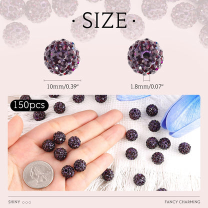 100 pcs 10mm Rhinestone Beads for Jewelry Making, Yellow Shiny Round Shamballa Disco Beads Bulk, Sparkle Crystal Clay Christmas for Bracelet Baseball Necklace Earring Crafting and DIY