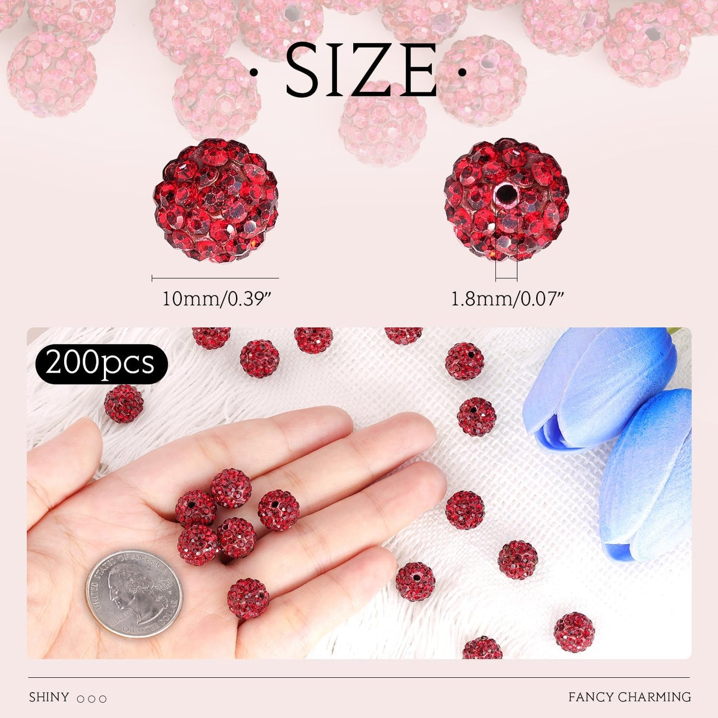 100 pcs 10mm Rhinestone Beads for Jewelry Making, Yellow Shiny Round Shamballa Disco Beads Bulk, Sparkle Crystal Clay Christmas for Bracelet Baseball Necklace Earring Crafting and DIY