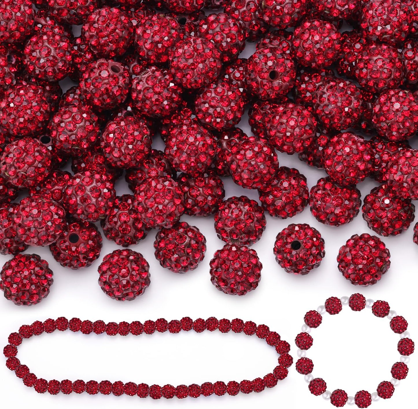 100 pcs 10mm Rhinestone Beads for Jewelry Making, Yellow Shiny Round Shamballa Disco Beads Bulk, Sparkle Crystal Clay Christmas for Bracelet Baseball Necklace Earring Crafting and DIY