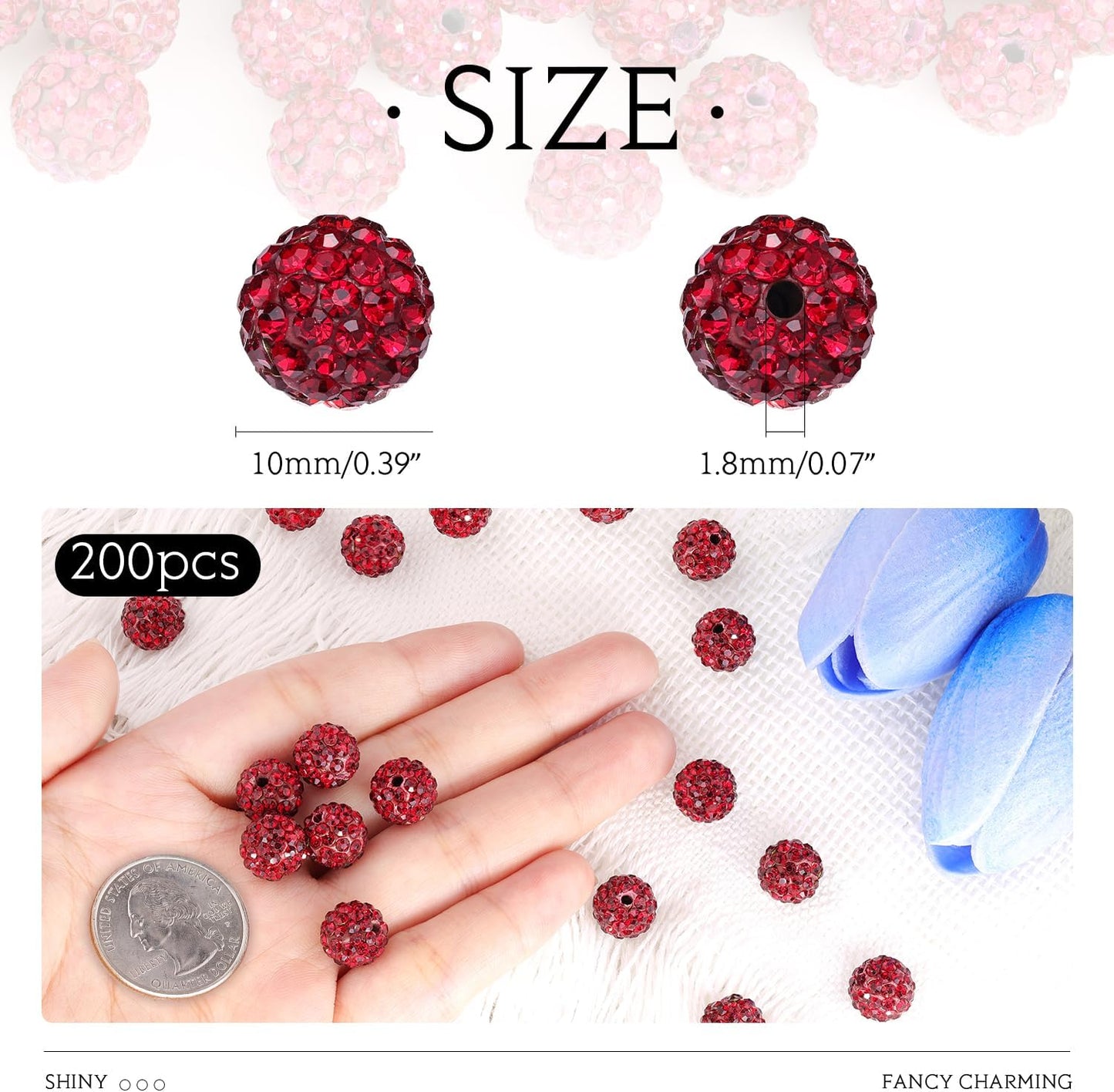 100 pcs 10mm Rhinestone Beads for Jewelry Making, Yellow Shiny Round Shamballa Disco Beads Bulk, Sparkle Crystal Clay Christmas for Bracelet Baseball Necklace Earring Crafting and DIY