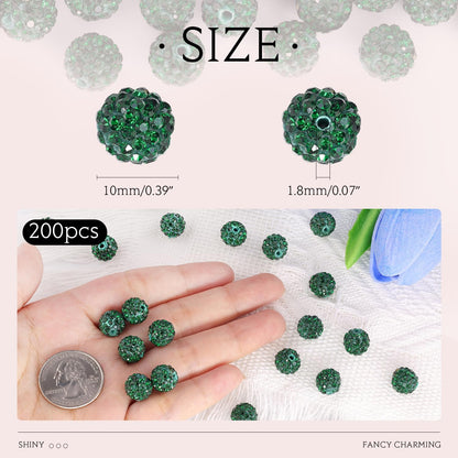 100 pcs 10mm Rhinestone Beads for Jewelry Making, Yellow Shiny Round Shamballa Disco Beads Bulk, Sparkle Crystal Clay Christmas for Bracelet Baseball Necklace Earring Crafting and DIY