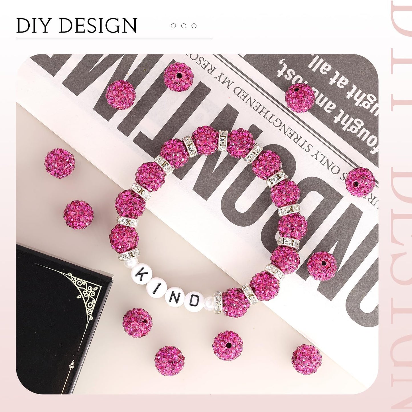100 pcs 10mm Rhinestone Beads for Jewelry Making, Yellow Shiny Round Shamballa Disco Beads Bulk, Sparkle Crystal Clay Christmas for Bracelet Baseball Necklace Earring Crafting and DIY