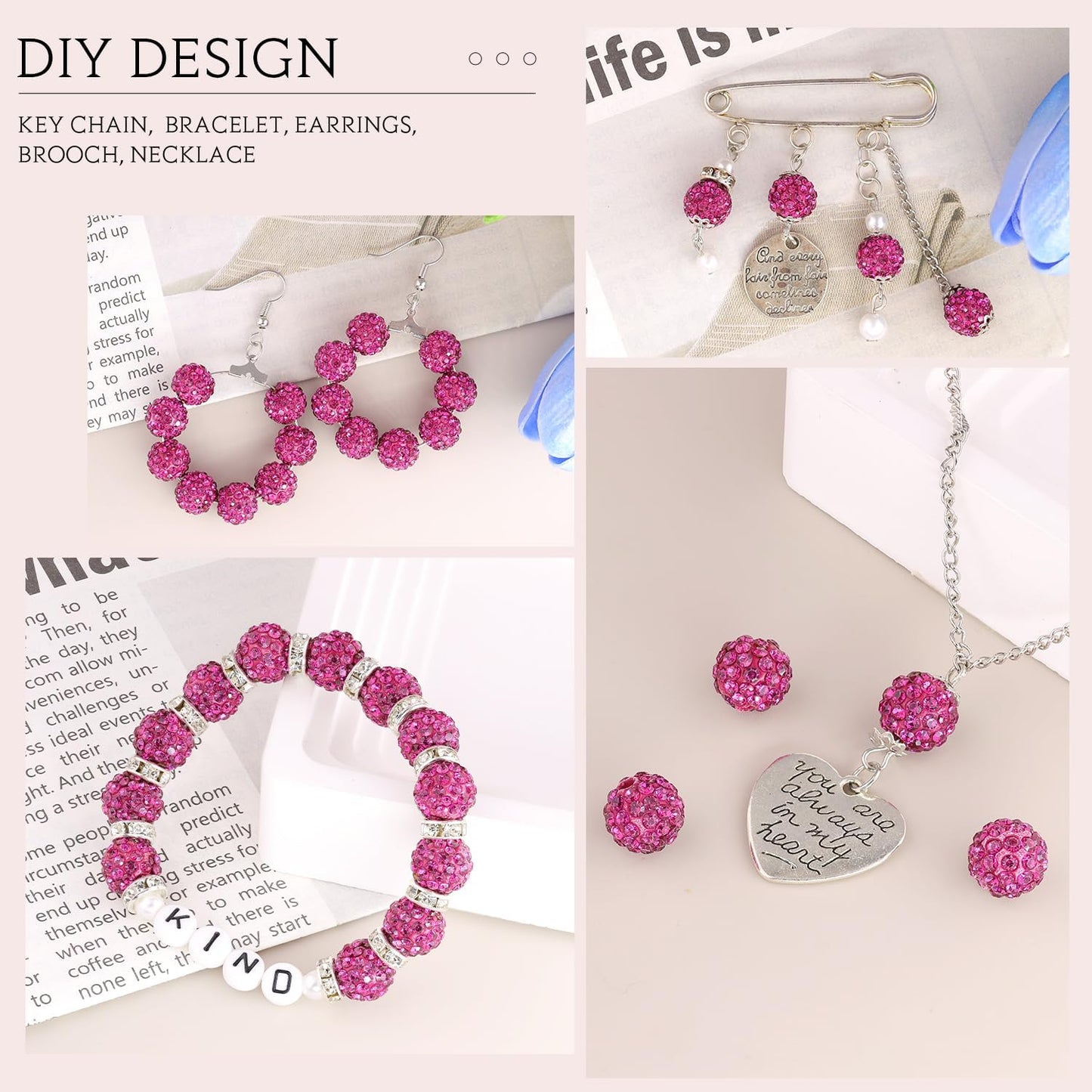 100 pcs 10mm Rhinestone Beads for Jewelry Making, Yellow Shiny Round Shamballa Disco Beads Bulk, Sparkle Crystal Clay Christmas for Bracelet Baseball Necklace Earring Crafting and DIY