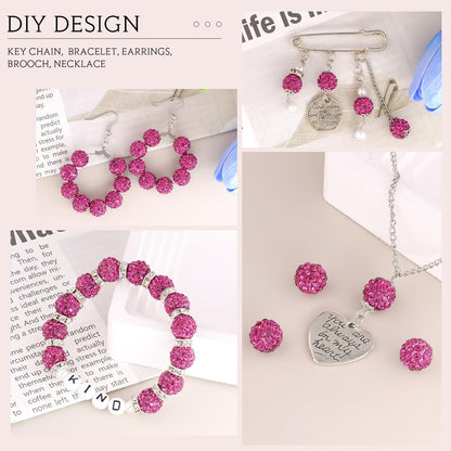 100 pcs 10mm Rhinestone Beads for Jewelry Making, Yellow Shiny Round Shamballa Disco Beads Bulk, Sparkle Crystal Clay Christmas for Bracelet Baseball Necklace Earring Crafting and DIY