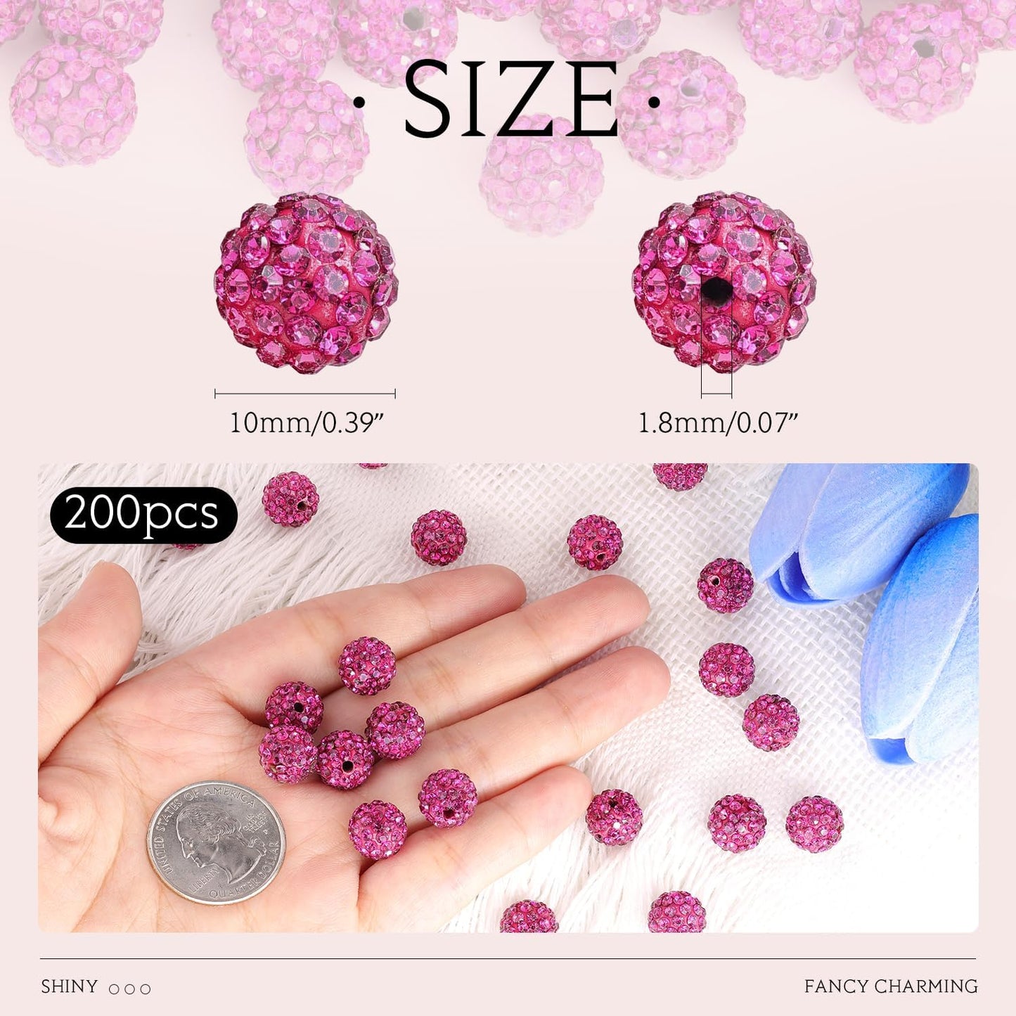 100 pcs 10mm Rhinestone Beads for Jewelry Making, Yellow Shiny Round Shamballa Disco Beads Bulk, Sparkle Crystal Clay Christmas for Bracelet Baseball Necklace Earring Crafting and DIY