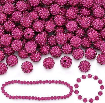 100 pcs 10mm Rhinestone Beads for Jewelry Making, Yellow Shiny Round Shamballa Disco Beads Bulk, Sparkle Crystal Clay Christmas for Bracelet Baseball Necklace Earring Crafting and DIY