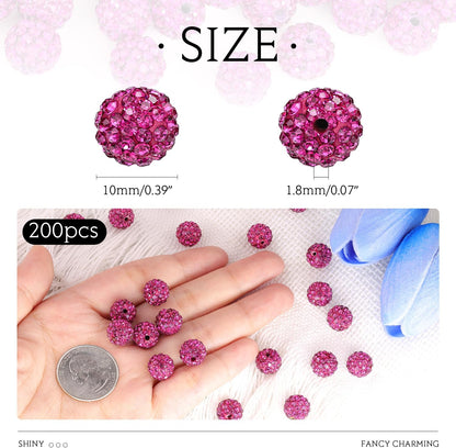 100 pcs 10mm Rhinestone Beads for Jewelry Making, Yellow Shiny Round Shamballa Disco Beads Bulk, Sparkle Crystal Clay Christmas for Bracelet Baseball Necklace Earring Crafting and DIY