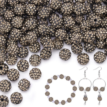 100 pcs 10mm Rhinestone Beads for Jewelry Making, Yellow Shiny Round Shamballa Disco Beads Bulk, Sparkle Crystal Clay Christmas for Bracelet Baseball Necklace Earring Crafting and DIY