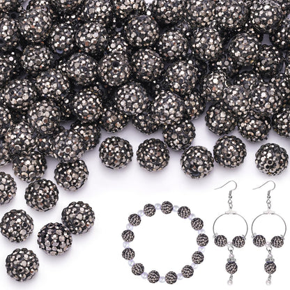 100 pcs 10mm Rhinestone Beads for Jewelry Making, Yellow Shiny Round Shamballa Disco Beads Bulk, Sparkle Crystal Clay Christmas for Bracelet Baseball Necklace Earring Crafting and DIY