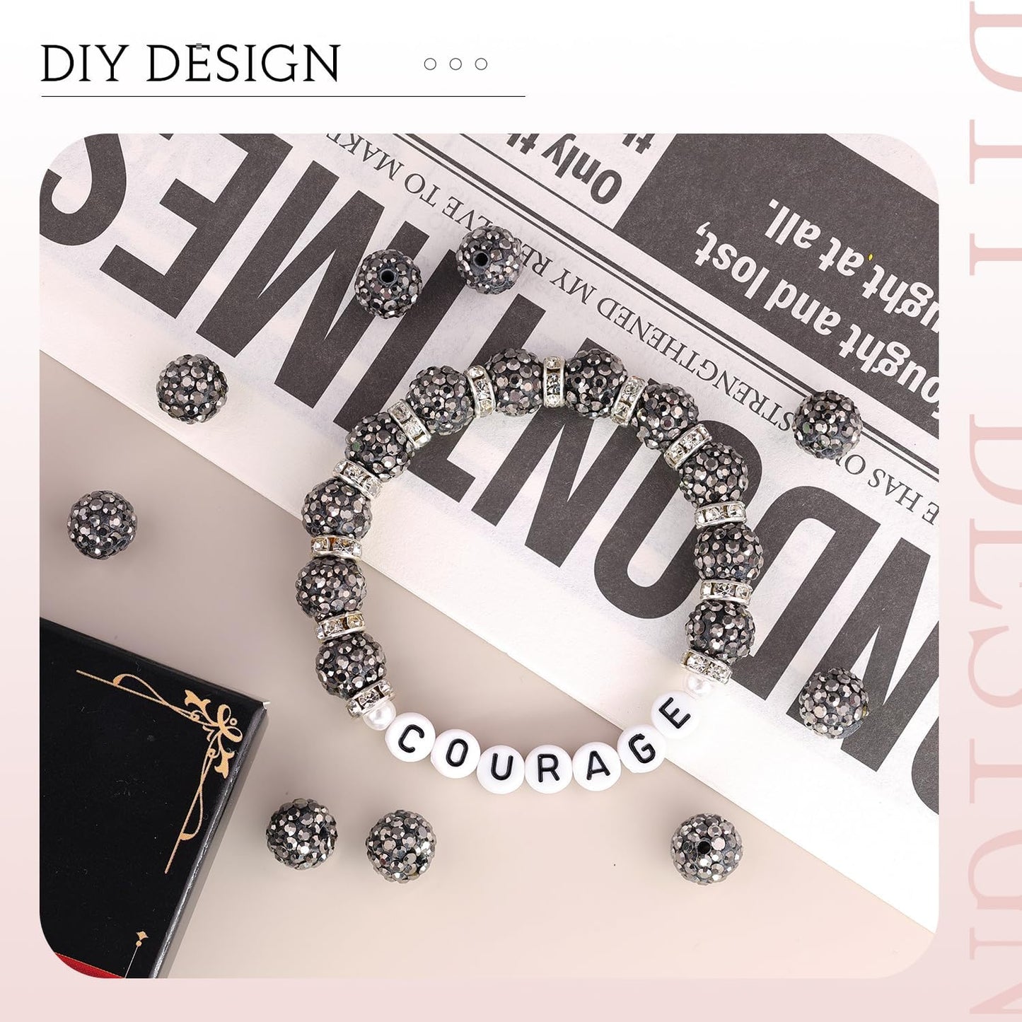 100 pcs 10mm Rhinestone Beads for Jewelry Making, Yellow Shiny Round Shamballa Disco Beads Bulk, Sparkle Crystal Clay Christmas for Bracelet Baseball Necklace Earring Crafting and DIY