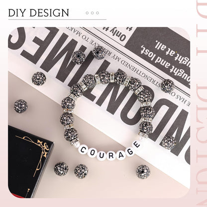 100 pcs 10mm Rhinestone Beads for Jewelry Making, Yellow Shiny Round Shamballa Disco Beads Bulk, Sparkle Crystal Clay Christmas for Bracelet Baseball Necklace Earring Crafting and DIY