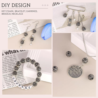 100 pcs 10mm Rhinestone Beads for Jewelry Making, Yellow Shiny Round Shamballa Disco Beads Bulk, Sparkle Crystal Clay Christmas for Bracelet Baseball Necklace Earring Crafting and DIY