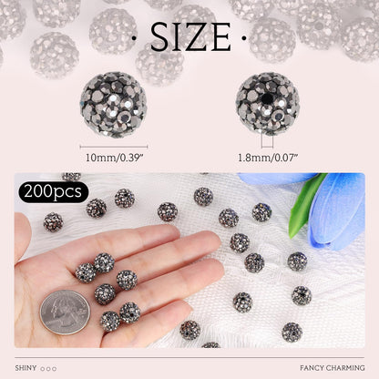 100 pcs 10mm Rhinestone Beads for Jewelry Making, Yellow Shiny Round Shamballa Disco Beads Bulk, Sparkle Crystal Clay Christmas for Bracelet Baseball Necklace Earring Crafting and DIY