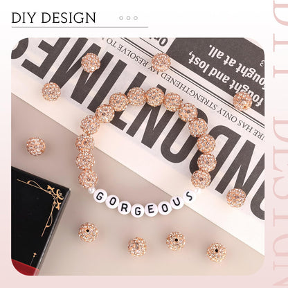 100 pcs 10mm Rhinestone Beads for Jewelry Making, Yellow Shiny Round Shamballa Disco Beads Bulk, Sparkle Crystal Clay Christmas for Bracelet Baseball Necklace Earring Crafting and DIY
