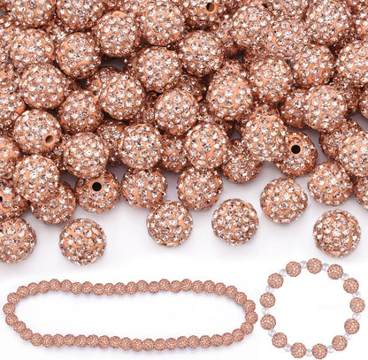 100 pcs 10mm Rhinestone Beads for Jewelry Making, Yellow Shiny Round Shamballa Disco Beads Bulk, Sparkle Crystal Clay Christmas for Bracelet Baseball Necklace Earring Crafting and DIY